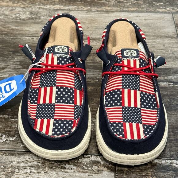 Hey Dude Wendy Funk Americana Flag Slip On Shoes Womens Size 11 Patriotic NIB - Picture 2 of 11